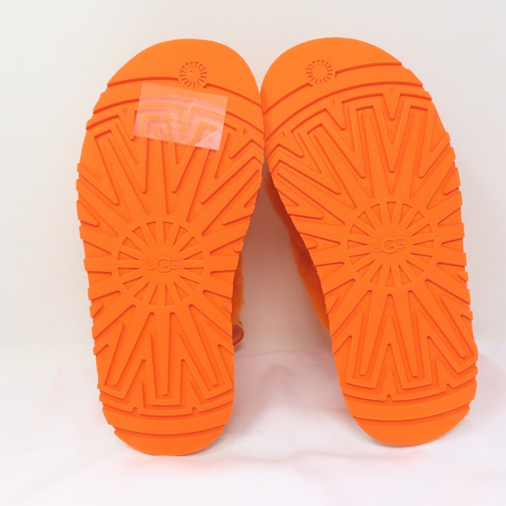 UGG Disco Knot Platform Slide Sandals Mandarin Orange Multi Fur 8 Womens 1126383 - Picture 7 of 10